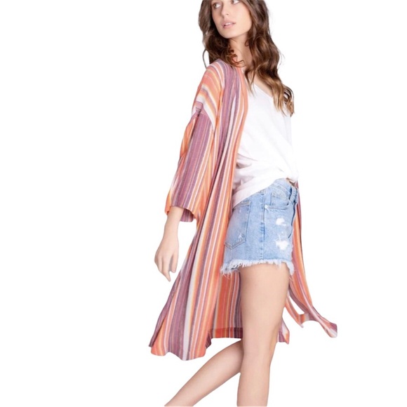 PJ Salvage NWT Metal Slow Jams open Striped Duster cardigan robe Size S/M - Picture 4 of 14